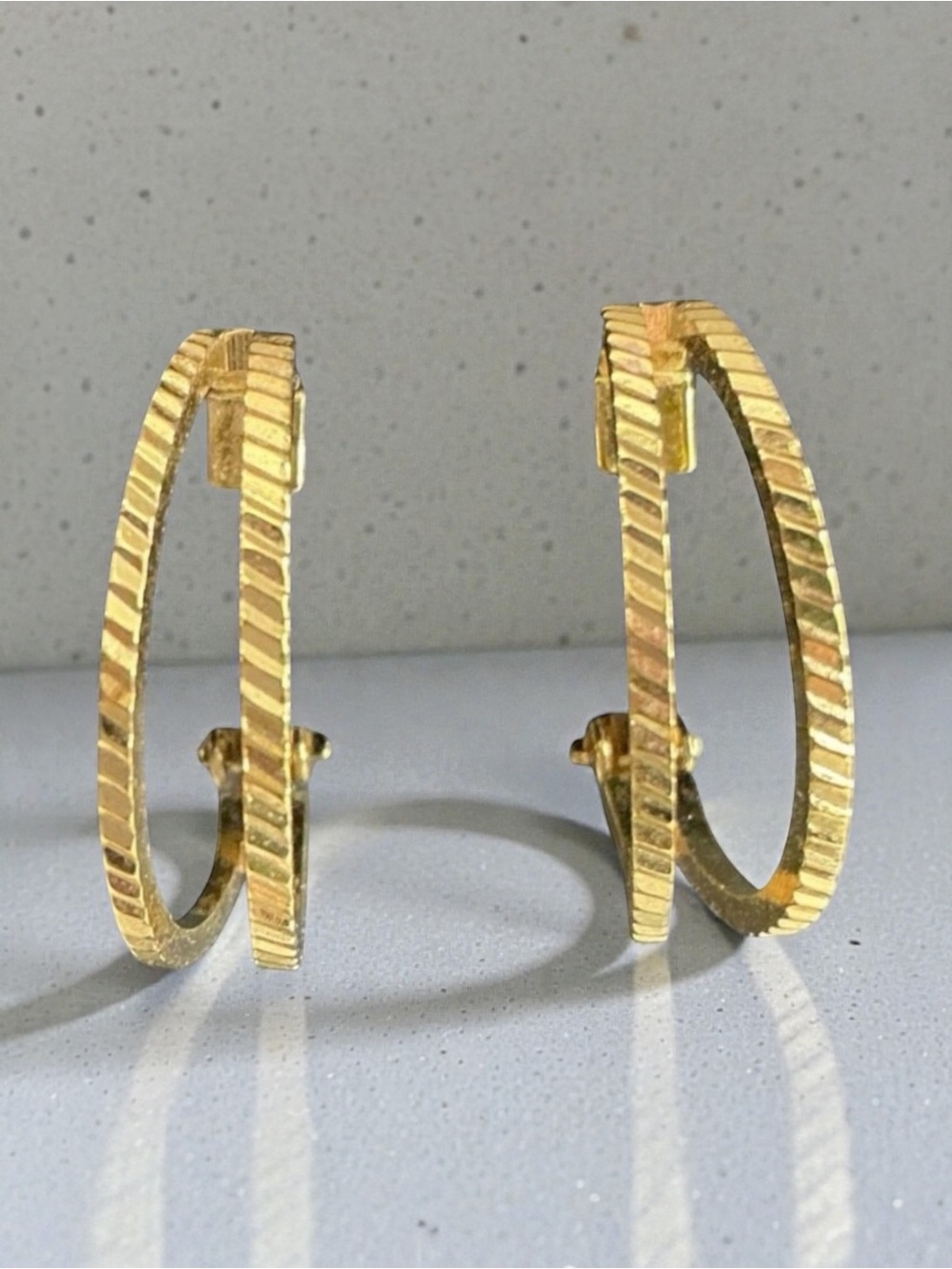 Napier Gold Toned Double Hoop Screw Back Clip On Earrings